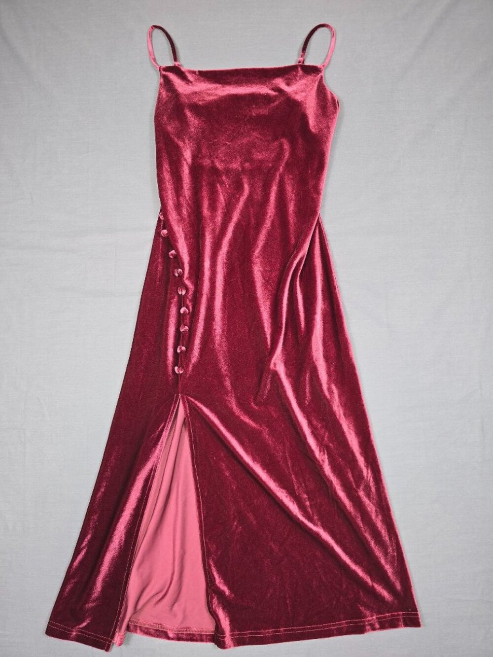 Skies Are Blue Deep Purple Velvet Maxi Dress Spaghetti Straps XS